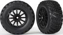 Tires & Wheels Glued Black Wheel/Gravel Pattern