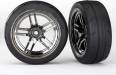Tires/Wheels Glued 1.9 Front (2) Split-Spoke Blk Chrome