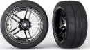 Tires/Wheels Glued 1.9 Rear (2) Split-Spoke Blk Chrome